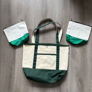 Green and Cream Tote Bag Set